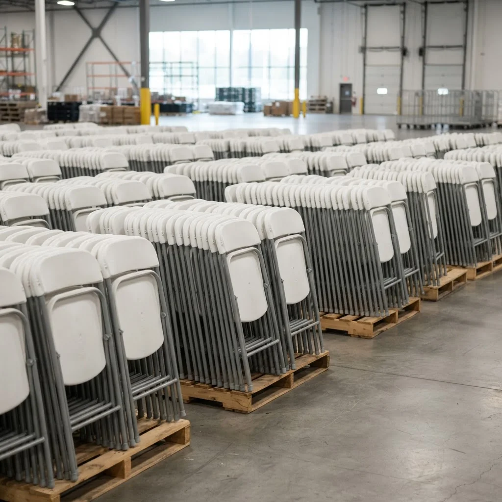 Pack 100 chaises pliantes — location mobilier événementiel avec montage LD Événements